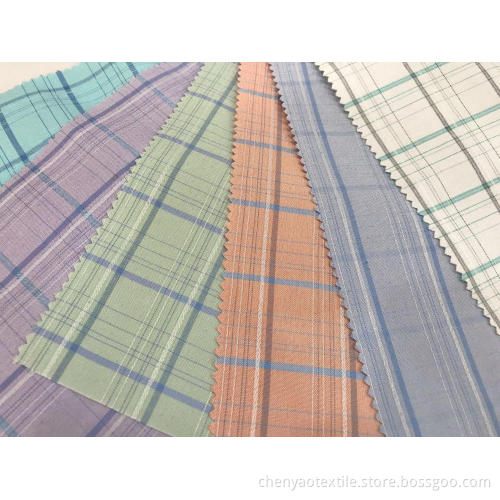 T/C Oxford Woven Yarn-dyed Dobby Plaid Fabric